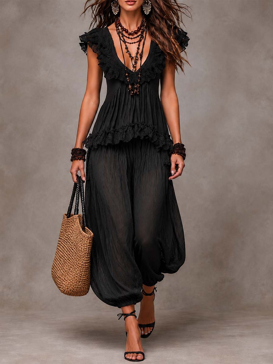 Luna — Completo Top in Pizzo e Pantalone