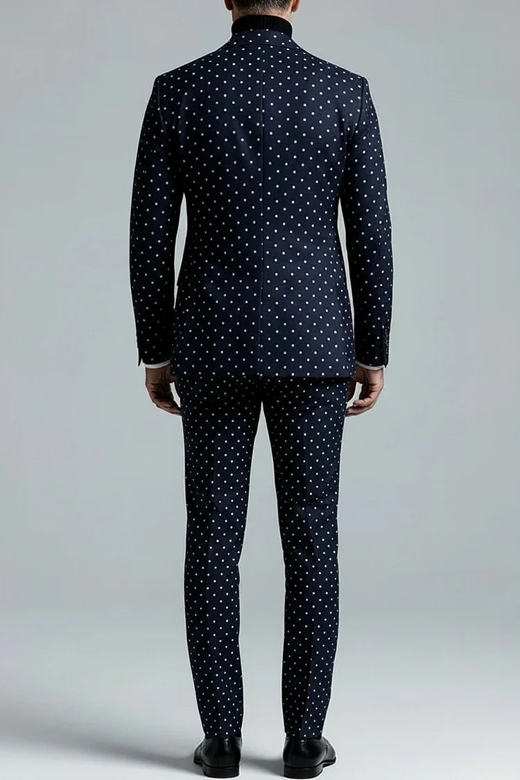 Abito uomo blu navy a pois a due pezzi