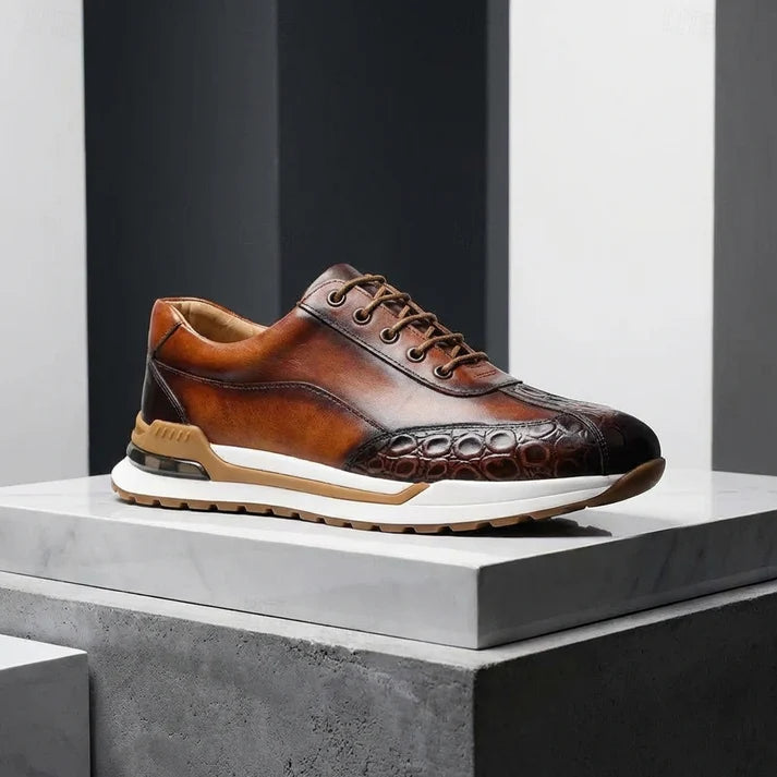 Lorenzo — Sneaker Artigianale in Pelle con Dettaglio Coccodrillo