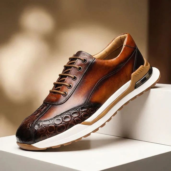 Lorenzo — Sneaker Artigianale in Pelle con Dettaglio Coccodrillo