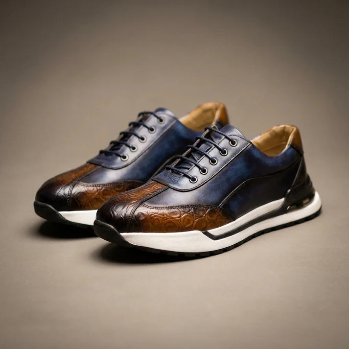 Lorenzo — Sneaker Artigianale in Pelle con Dettaglio Coccodrillo