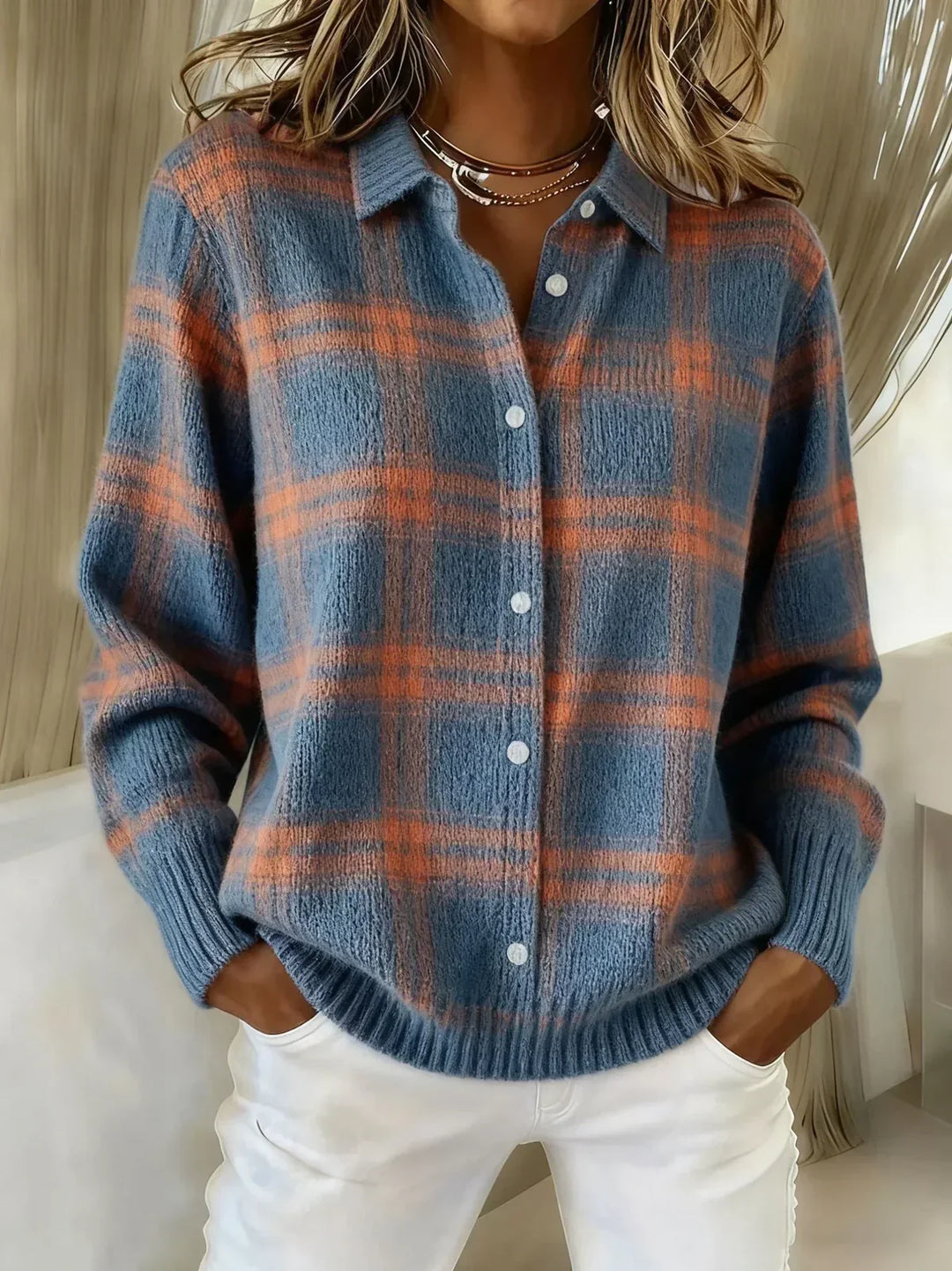Anna | Cardigan a Maglia a Quadri