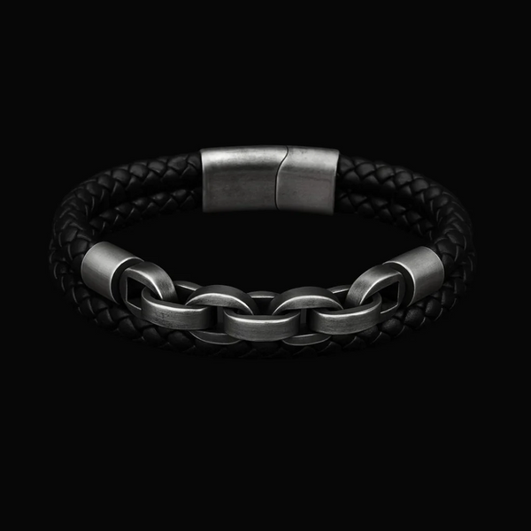 Catene di Fenrir – Bracciale vichingo in pelle e acciaio – immagine 7