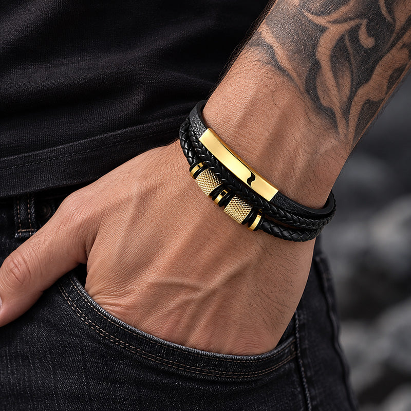 Ironcrest – Bracciale multistrato in pelle e acciaio – immagine 6