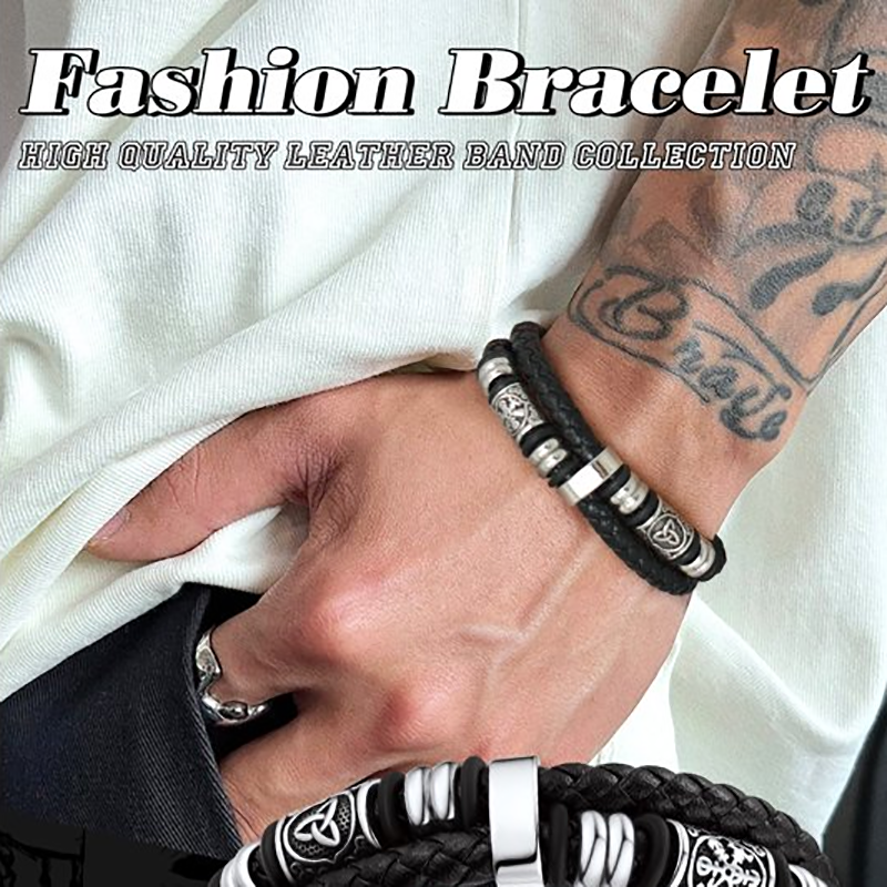 Vegvisir – Bracciale in pelle con bussola e nodo celtico – immagine 4