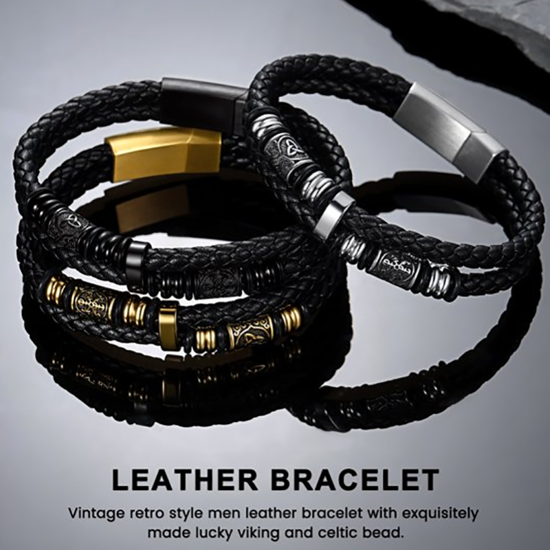 Vegvisir – Bracciale in pelle con bussola e nodo celtico – immagine 11