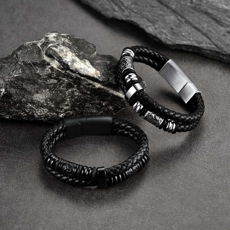 Vegvisir – Bracciale in pelle con bussola e nodo celtico – immagine 10