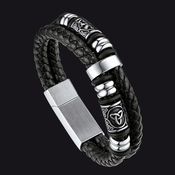 Vegvisir – Bracciale in pelle con bussola e nodo celtico – immagine 8