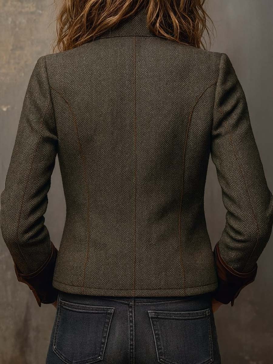 Blazer Vintage da Donna con Rifiniture a Zigzag