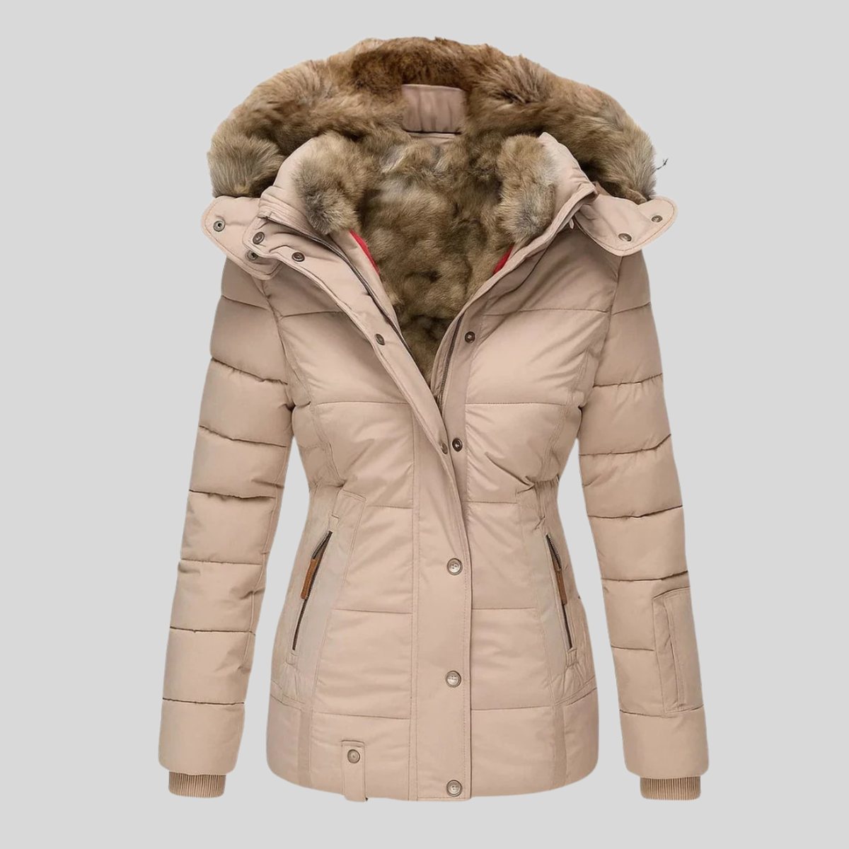 Bruna™ | Parka Trapuntato con Cappuccio in Pelliccia Ecologica