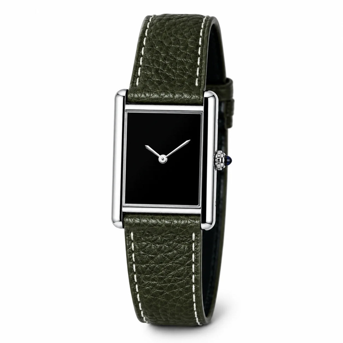 Orologio Minimalista Uomo — Cassa Quadrata, Quadrante Nero, Cinturino in Pelle