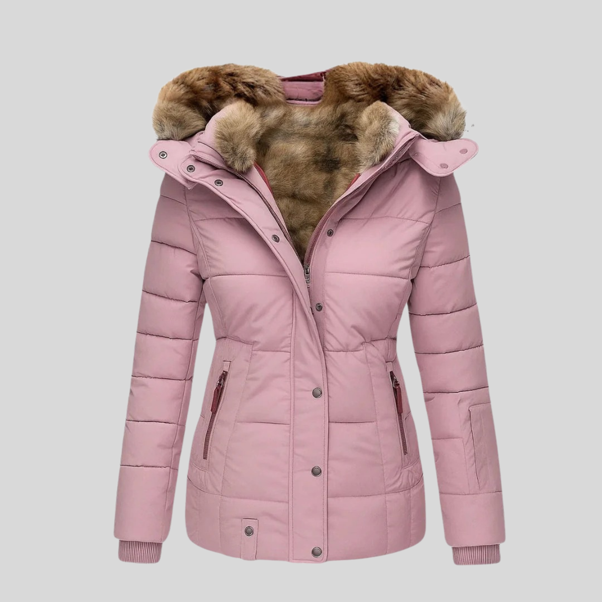 Bruna™ | Parka Trapuntato con Cappuccio in Pelliccia Ecologica