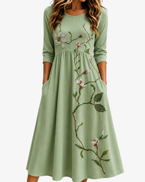 Willow Bloom Sage Midi Dress