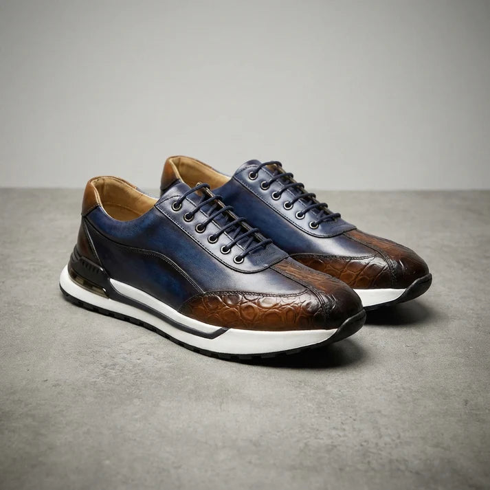 Lorenzo — Sneaker Artigianale in Pelle con Dettaglio Coccodrillo