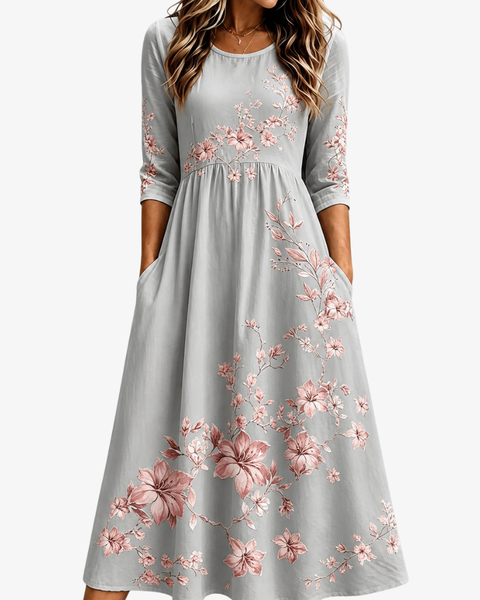 Silver Blossom Retreat Midi Dress