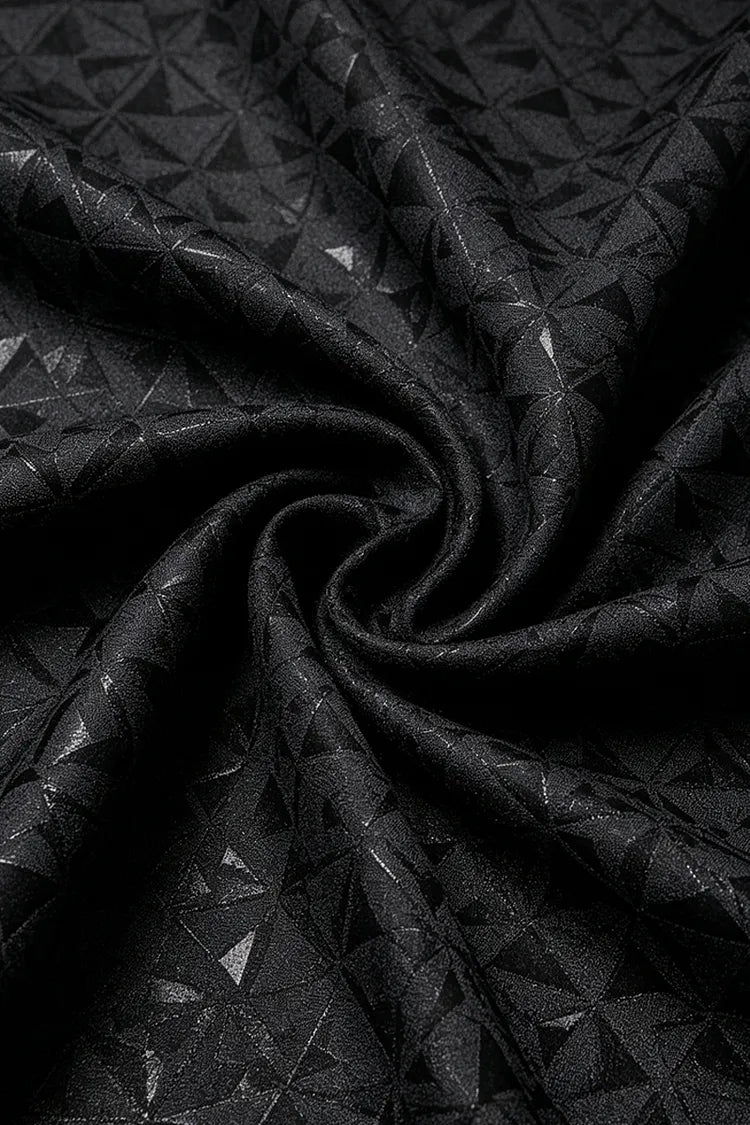 Abito uomo nero jacquard con revers in satin a due pezzi