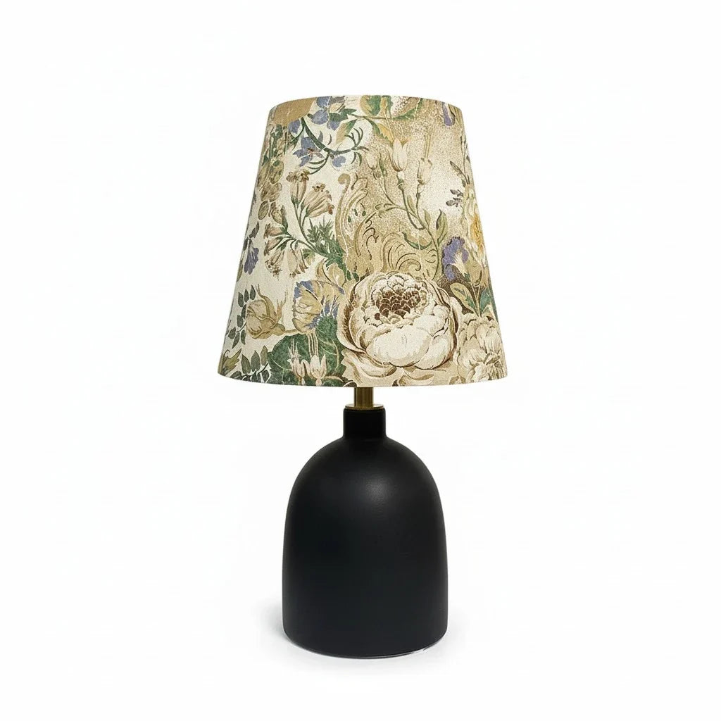 Lampada da Tavolo in Ceramica e Tessuto con Stampa Artistica Decorativa