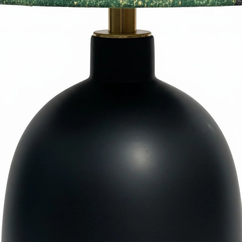 Lampada da Tavolo in Ceramica e Tessuto con Stampa Artistica Decorativa