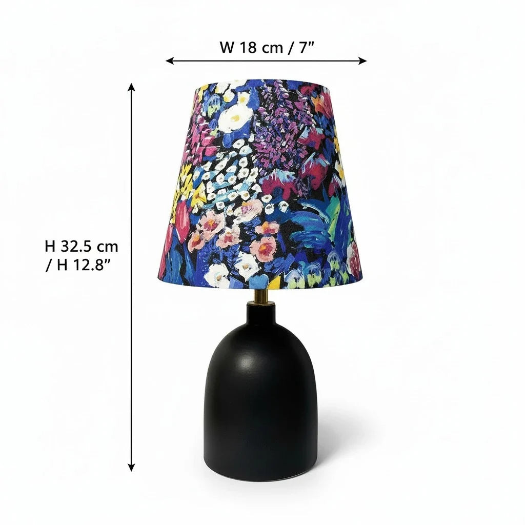 Lampada da Tavolo in Ceramica e Tessuto con Stampa Artistica Decorativa