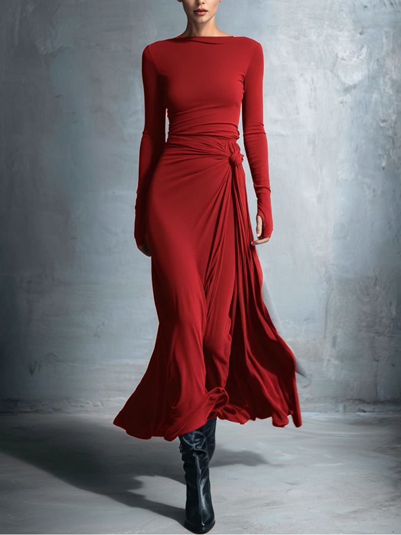 YASMINA | ABITO MAXI CON NASTRO LATERALE