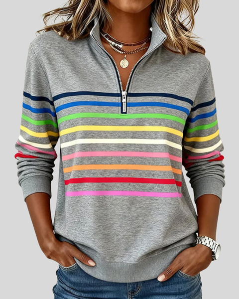 Felpa con cappuccio e zip da donna Nathalie, multicolore