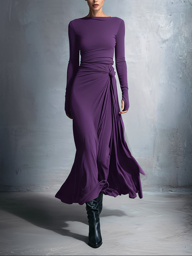 YASMINA | ABITO MAXI CON NASTRO LATERALE