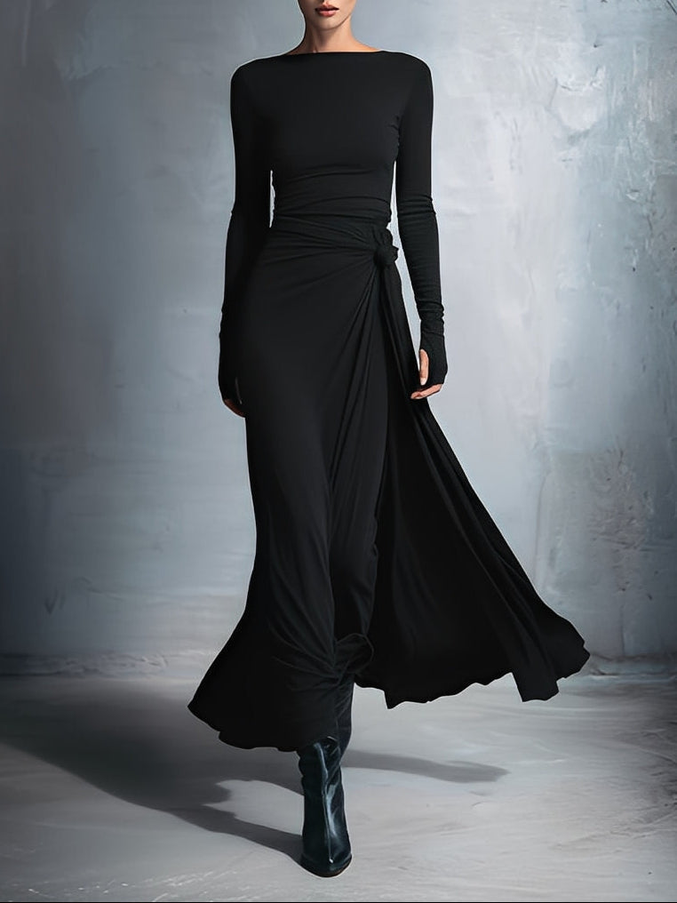 YASMINA | ABITO MAXI CON NASTRO LATERALE