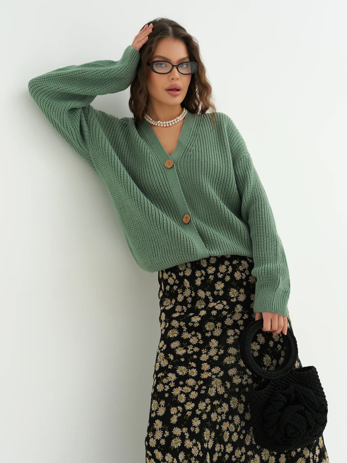 Maëlle | Cardigan corto con bottoni in maglia