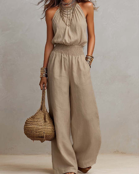 VALERIA | Tuta con Scollo Halter e Gamba Larga