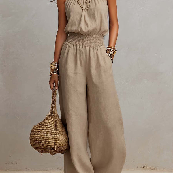 VALERIA | Tuta con Scollo Halter e Gamba Larga