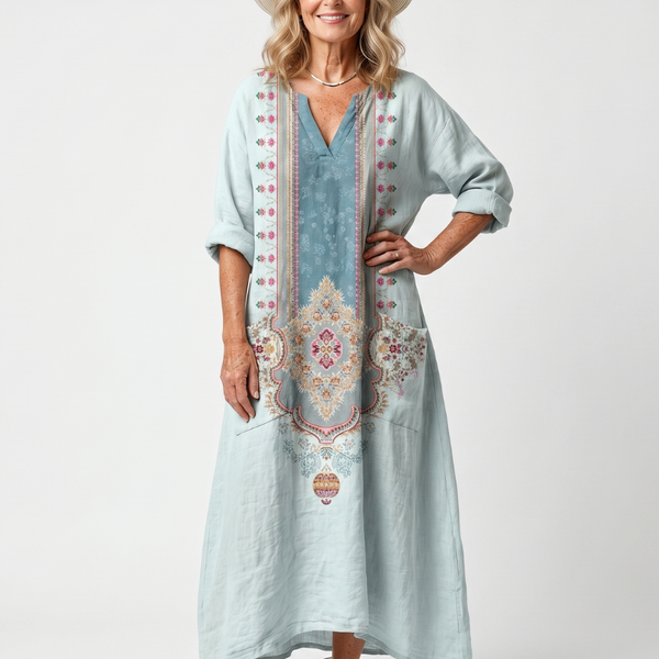 Kassiani | Abito midi oversize ricamato con pannello ornato