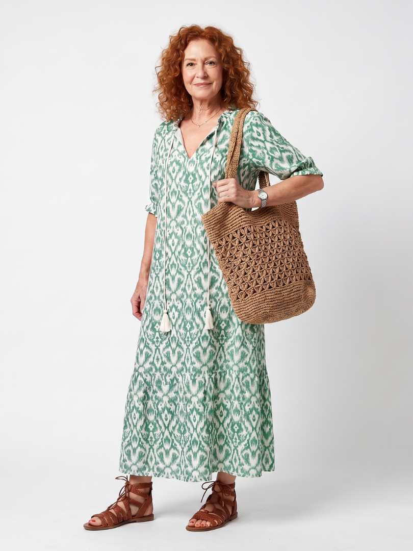 Ilara | Vestito Midi con Scollo a V e Frange