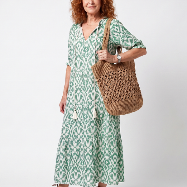 Ilara | Vestito Midi con Scollo a V e Frange
