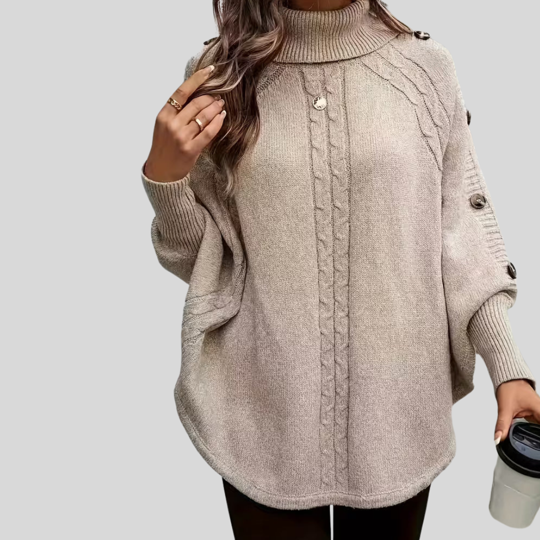 Poncho da donna a collo alto con dettaglio attorcigliato Léa