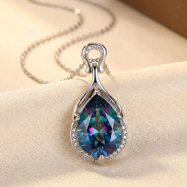 Collana a goccia di zaffiro in argento