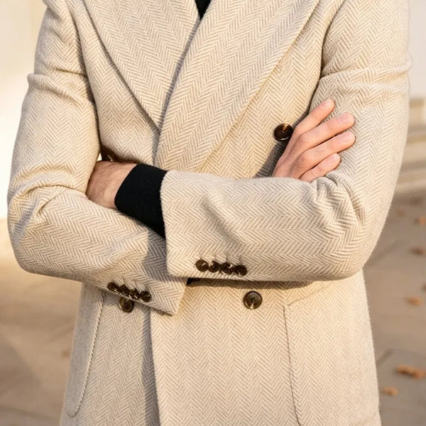 Abito uomo beige spigato doppiopetto a due pezzi