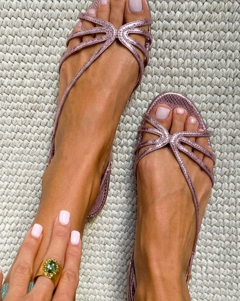 Sandali metallizzati con cinturini