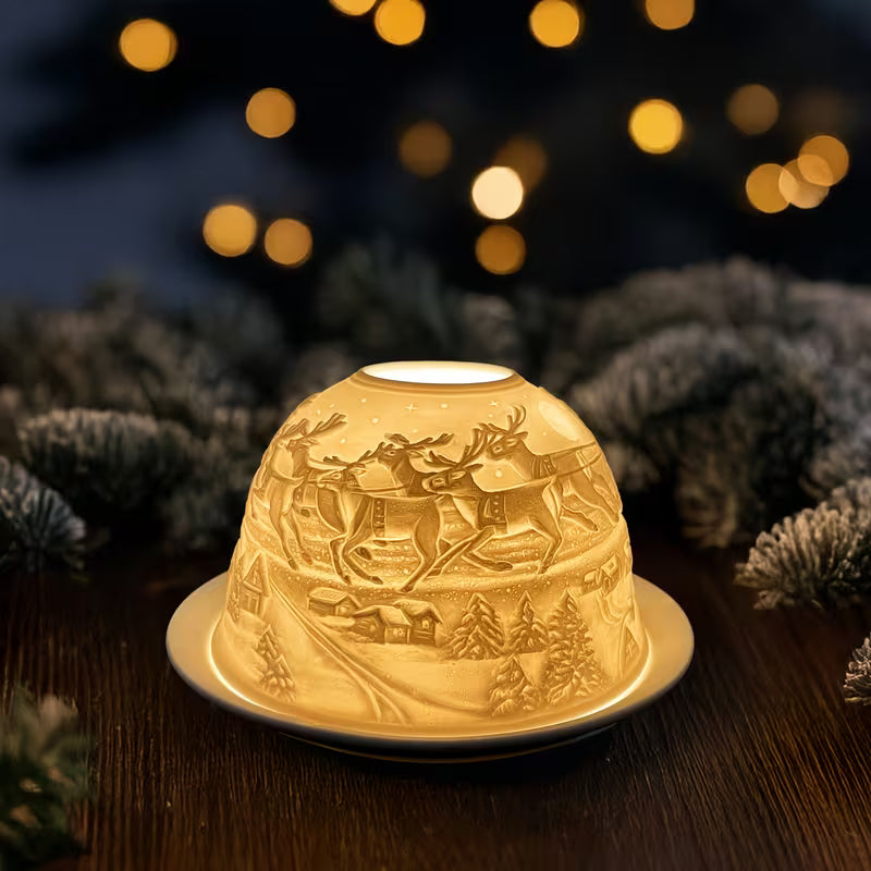 La Slitta di Babbo Natale | Portacandela in Porcellana