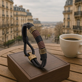 Viaggiatore – Bracciale in pelle con intrecci nordici – immagine 1