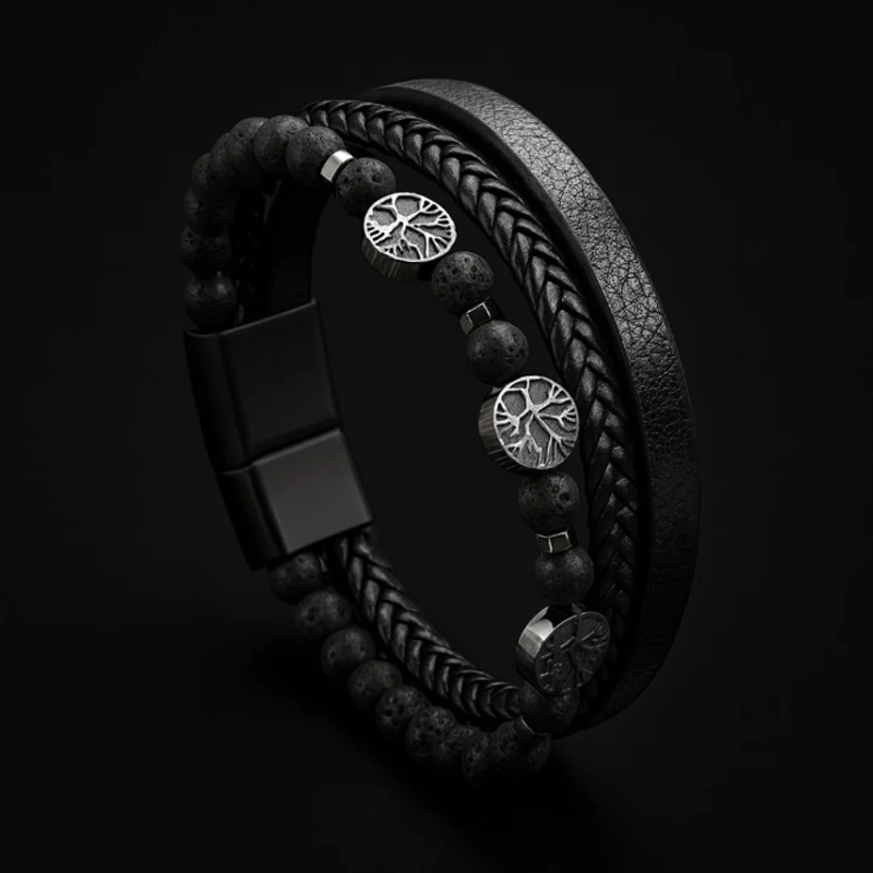Radici di Yggdrasil – Bracciale multistrato con albero della vita – immagine 1