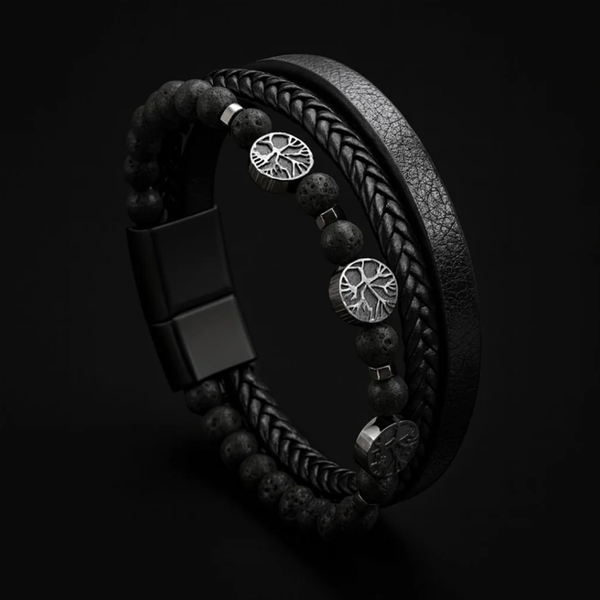 Radici di Yggdrasil – Bracciale multistrato con albero della vita – immagine 1