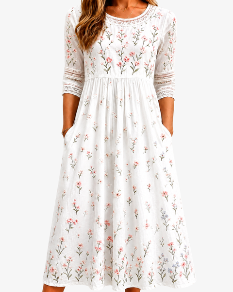 Whispering Wildflower Pocket Midi Dress