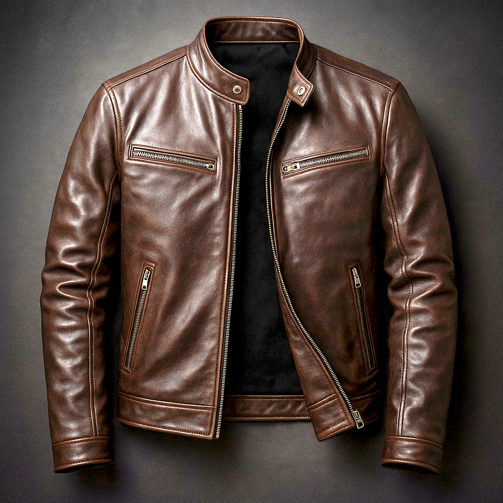 Simone | Giacca vintage in pelle con zip