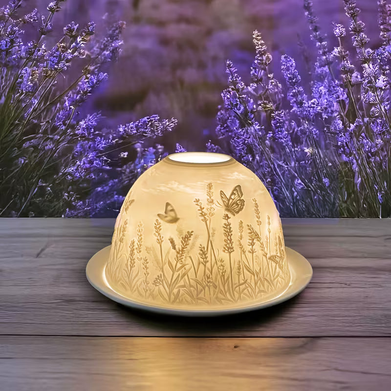 Lavanda e Farfalle | Portacandela in Porcellana