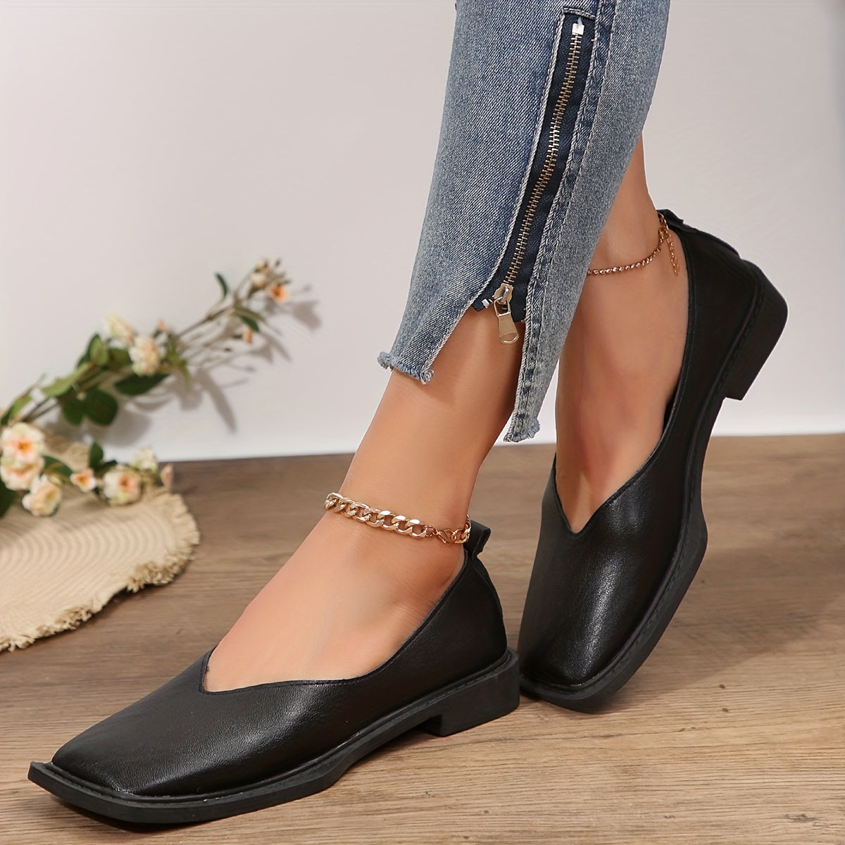 Lavinia™ | Ballerine a Punta Quadrata Scolpite