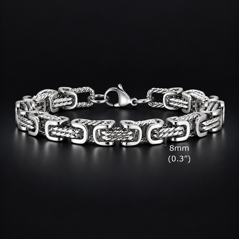 Intreccio Bizantino – Bracciale a catena in acciaio – immagine 4