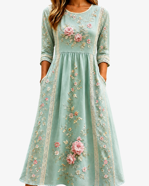 Blush Rose Garden Grace Midi Dress