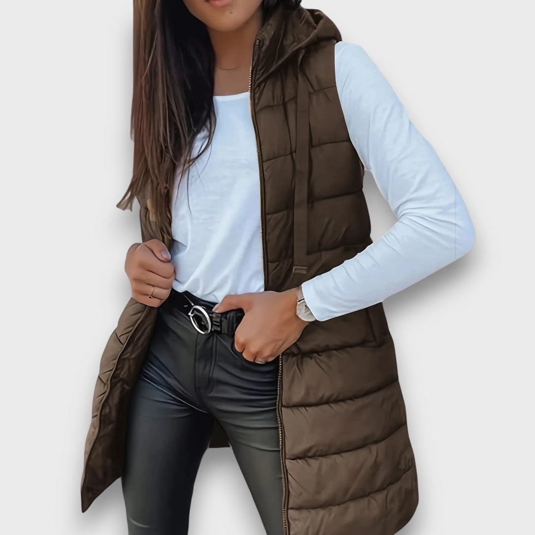 Livia | Gilet Trapuntato Senza Maniche con Cappuccio Casual