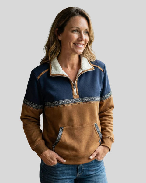 Pullover bicolore da donna Lucie con mezza zip