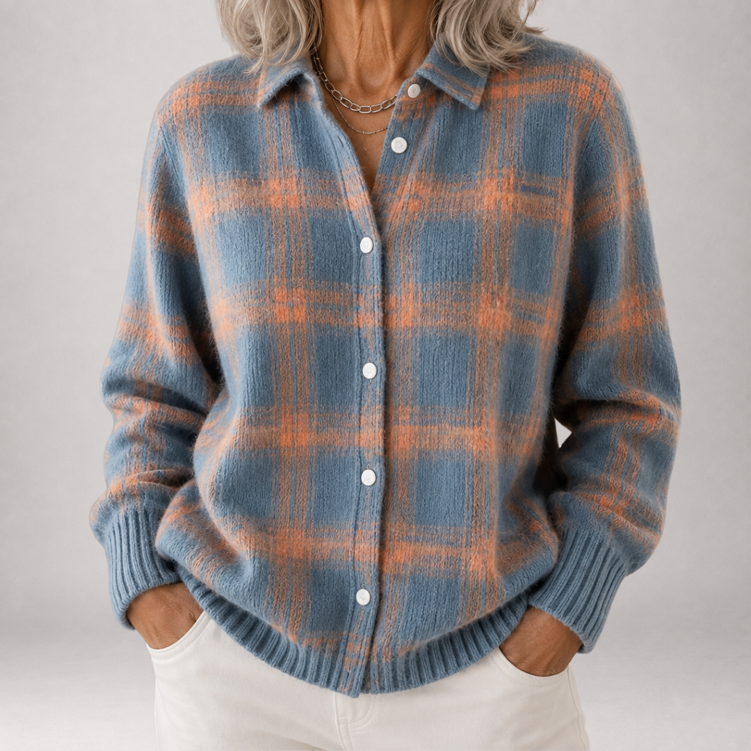 Sabine | Cardigan in Viscosa a Quadri Spazzolato